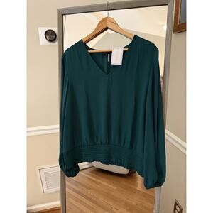 1.State Cypress Green V-Neck Long Sleeve Blouse XXL